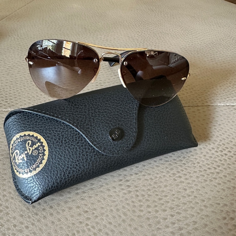 Ray-Ban Gold Frame Sunglasses with Brown Lenses